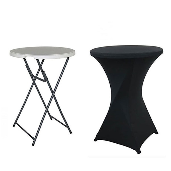 Set med 2 svarta överdrag för 110 CM fällbart högt bord (svart)