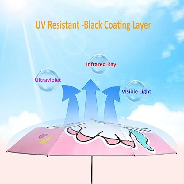 1 stk. barnegulvparaply, solid og bærbar, vindtett, UV-bestandig, compa Love Pony