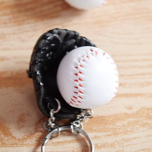 (Svart) Mini Baseball Bat Glove Shaped Keychain Kreativ Nøkkelring Anheng Gave