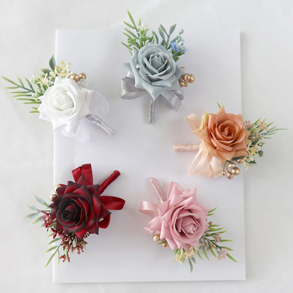 Boutonniere håndleds corsage sæt, corsage og boutonniere sæt, brudgom brud corsage blomst