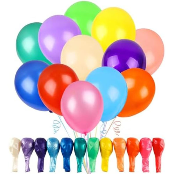 2 stk RUBFAC 120 Balloner Assorteret Farve 12 Tommer Regnbue Latex Balloner, 12 Lyse Farver Party Balloner til Fødselsdag B