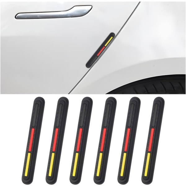 (sort-rød-gul) 6 stykker bil anti-kollisionsstrimler, kofanger anti-gnid beskyttelsesstrimmel, Automobile R