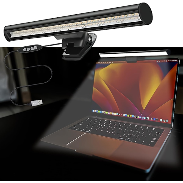 Computer skærmlampe (26 cm), USB computerskærmlampe, LED-læselampe, 3 justerbare lysindstillinger
