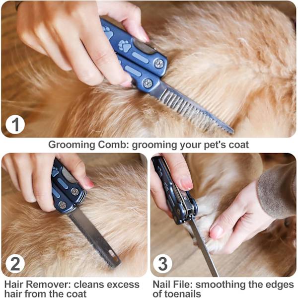 Hundenes neglesaks, 4 i 1 Multifunksjonell Pet neglesaks Heavy Duty Metal Dog Nail Trimmers Perfekt for store, mellomstore og