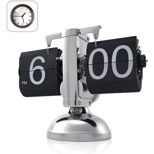 (Svart, 21 * 8 * 17 cm) Automatisk Flipover Klocka Retro Mekanisk Simp