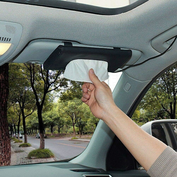 1 STK Læder Tissue Holder, Maskeholder, Rektangulær Solskærm Serviet, Maske Dispenser, Premium Bil Tissue Box til bil, V