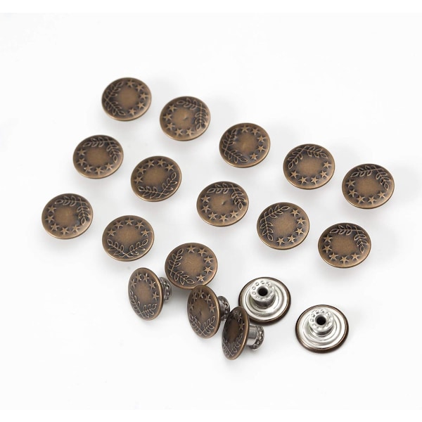 20 Sett 17mm Erstatnings Jeansknapper Bukser Metallknapp Trykknapp Denimknapper Erstatningssett Bukseseler Ingen Syknapper med Nagler.