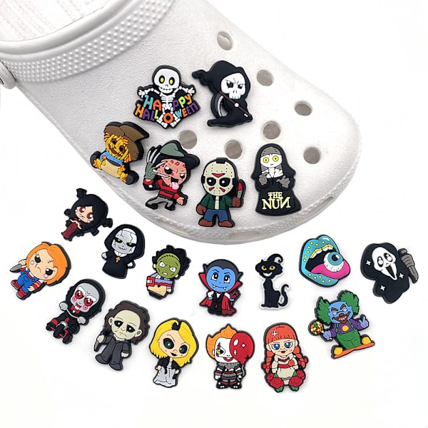 Sko Charms 20 PCS Halloween sko blomster hull sko sko blomster hage knapper sko dekorasjon b
