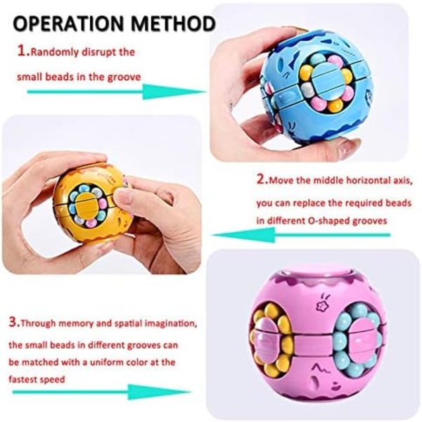 6x6cm Roterende Magisk Bønneterning Spinner Fidget Legetøj, Stressaflastende Fidget Puslespil til Voksne Børn, Angstlindring Læring &