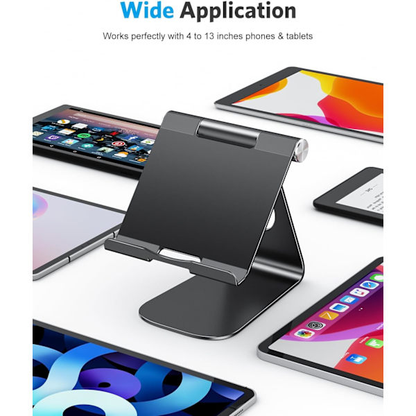 1 stk Tablet Stativ Holder Justerbar, Desktop Aluminium Tablet Dock Cradle Kompatibel med iPad Air/Mini, iPad 10.2/9.7