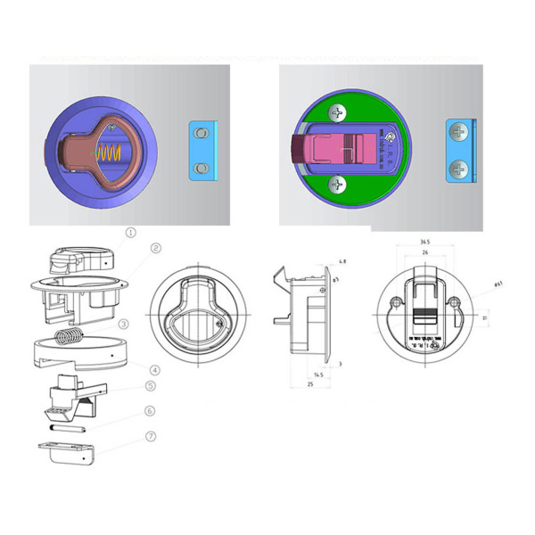 Lukko Flush Pull Slam Latch Hatch Lock Vene Lukko Veneeseen M
