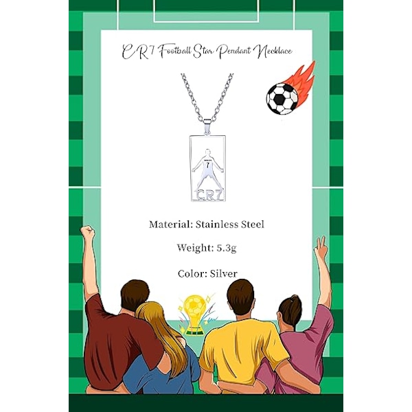 CR7 fotbollsstjärna hänge halsband, Champions League rostfritt stål tagg halsband, O-kedja, universell