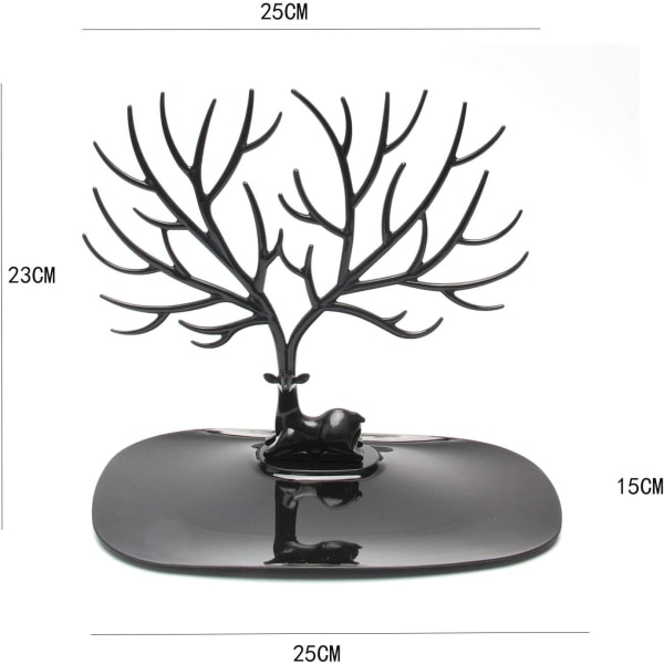 (Sort)Smykkeholder, Halskæde, Armbånd, Øreringholder, Skovtræ Træ Opbevaring Display Stativ fo
