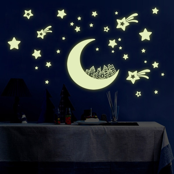 Klistremerker Muraux Étoile de lune lumière nocturne Autocollants Mu
