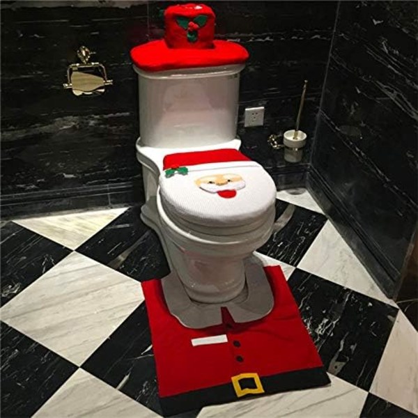 3 osan joulukoristepaketti wc-istuimelle, kylpyhuoneen matolle, Chri