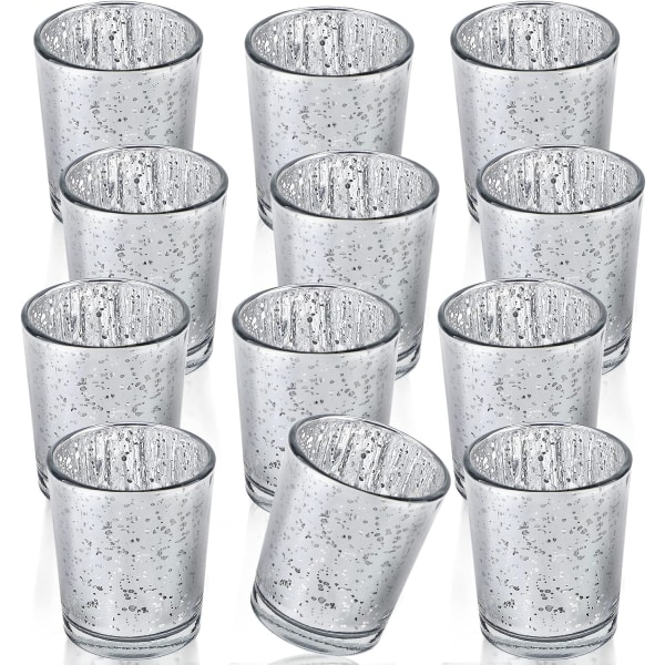 Fyrfadsglas, sæt med 12, vævede glas fyrfadsstager, fyrfadsstager, stearinlysglas til Te