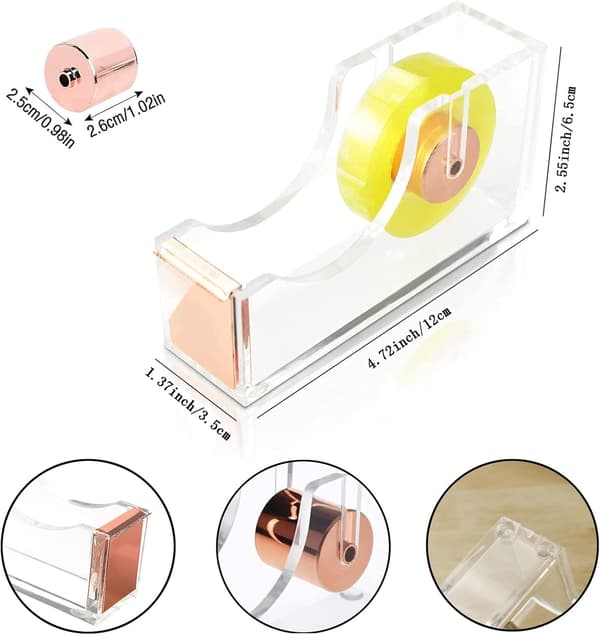 Tejpdispenser, skrivbordsdispenser, kristallklar transparent