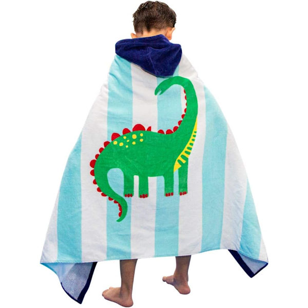 (Dinosaur Blå) Barnehette Strand Poncho Håndkle, Barn Bade Til