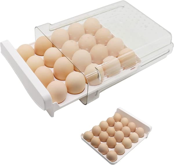 1 stk. plast eggboks, 20 egg kjøleskap eggboks, Deecam stabelbar tra