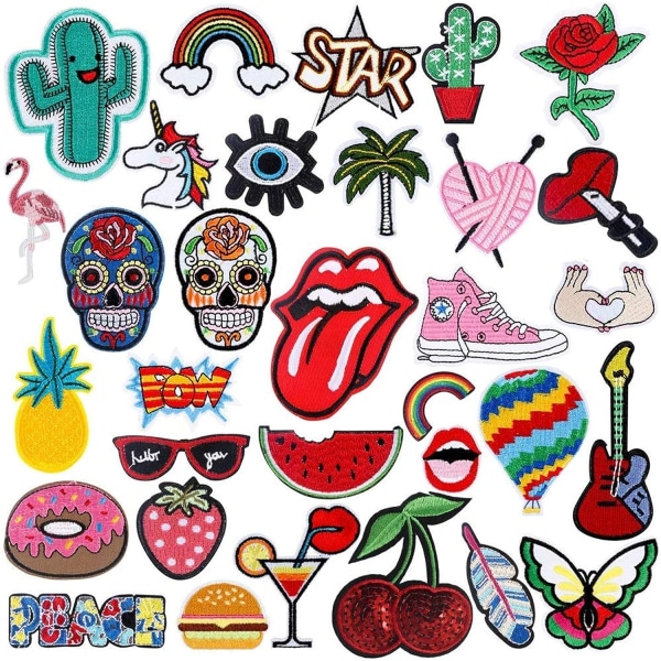 Iron-On Patch 32 STK Fashion DIY Assorted Styles Broderet Ap