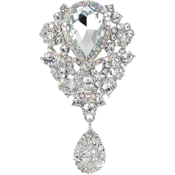 Women's Austrian Crystal Bouquet Flower Teardrop Large Gorgeous Brooch Pin