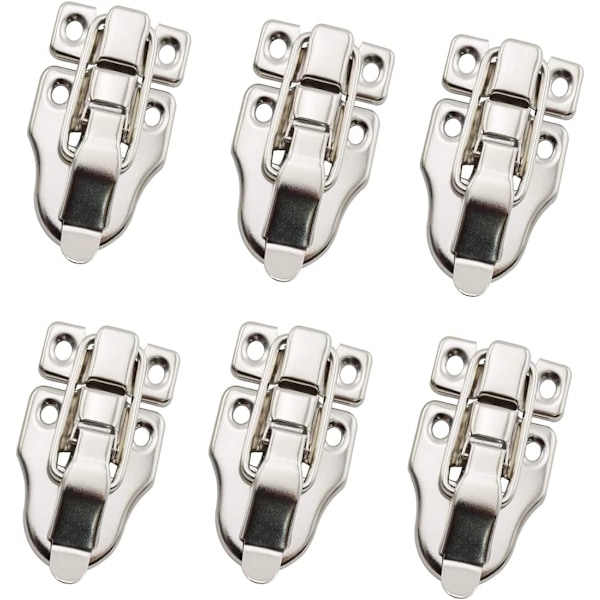 4×6.2×0.46cm Silver Tone Box Toggle Latch Metal Duckbilled Hasp Latch Catch for Furniture Hardware Accessories Jewelry B