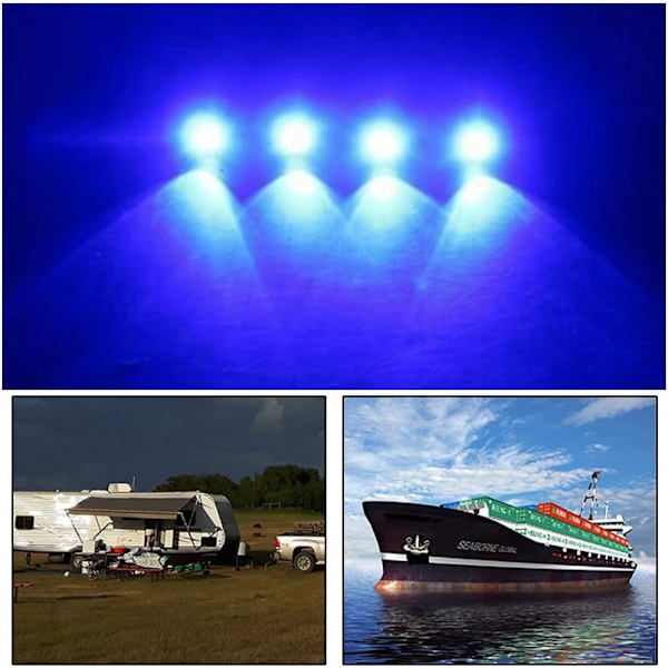 (Sininen+Valkoinen)Meri Navigointi Valot 4 LED Takavalot 12V Vedenpitävä