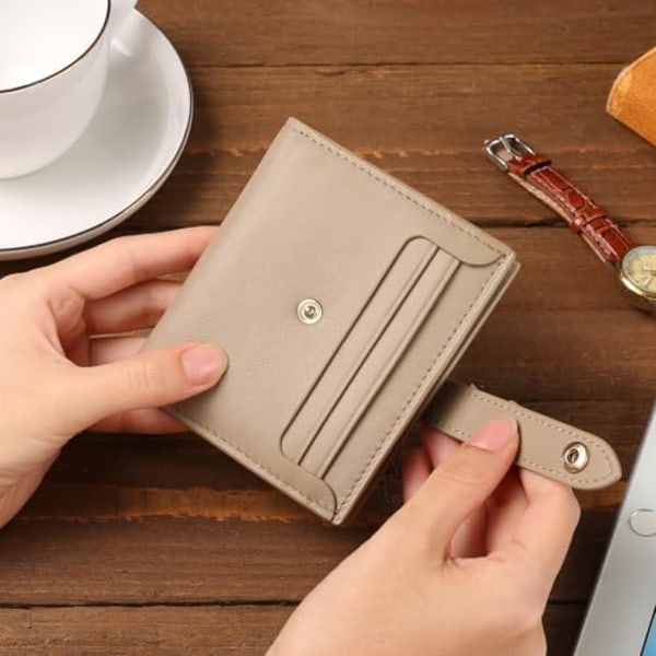 Små plånböcker för kvinnor Äkta läder Slim Bifold RFID-skydd Plånbok Korthållare med dragkedja för myntfack