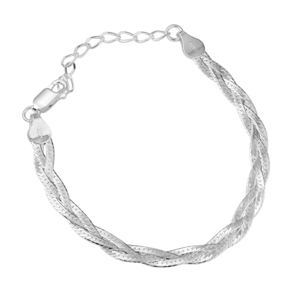 1 stykke sterling sølv flettet armbånd slangebenkjede elegant