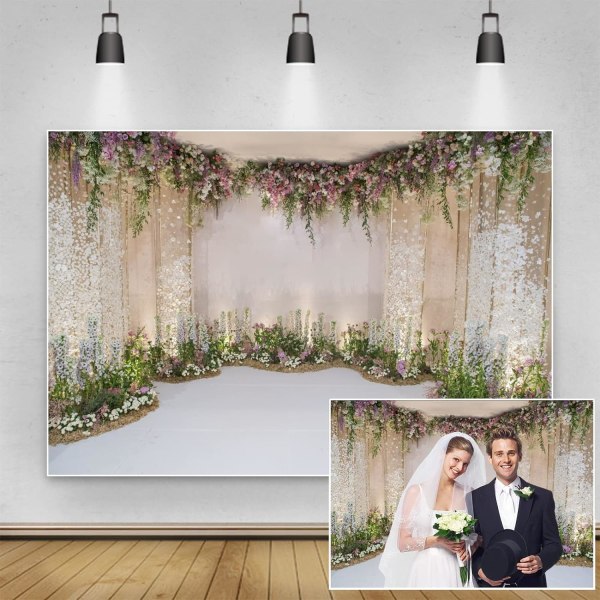 1,2x0,8m Bryllup Baggrund Blomster Vægfotografering Baggrund Bir