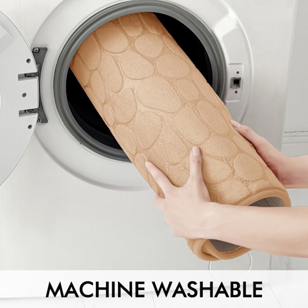 1 st – 40x60 cm, Kamel, Halkfri Badrumsmatta i Pebble-stil med Memory Foam – Ultra Mjuk, Absorberande, Snabbtorkande, Maskintvättbar, Badrumsmatta för Dusch, Badkar