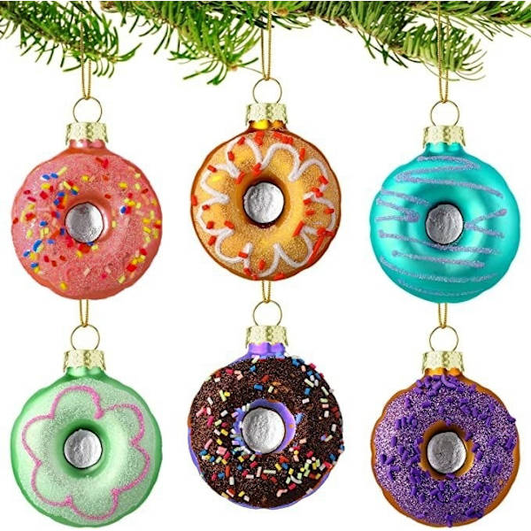 (10 stycken - Donut - slumpmässig färg) Premium julgransdekoration