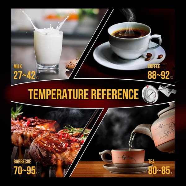 Køkkentermometer 20 cm Rustfrit Stål Frituretermometer Madlavningstermometer med Klips 20~280°C Kødtermometer Kaffetermometer til Kalkun, B