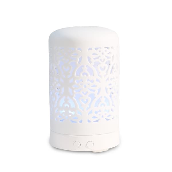 Æterisk Olie Diffuser Hvid Keramik Diffuser 100 ml Timere Natlys og Automatisk Slukfunktion Hjem Kontor Luftfugter Ul