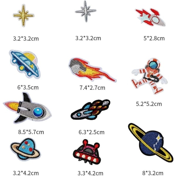 26 stryge-på patches, STK Planet Brodery stryge-på klistermærker patches