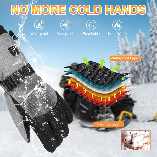 Opvarmede handsker, 5000mAh genopladelige elektriske opvarmede handsker til mænd, kvinder, 3 varmeniveauer motorcykel