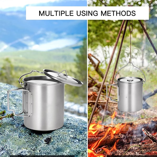 Titanmugg Pot Ultralätt Bärbar Mugg Hängande Gryta med Li