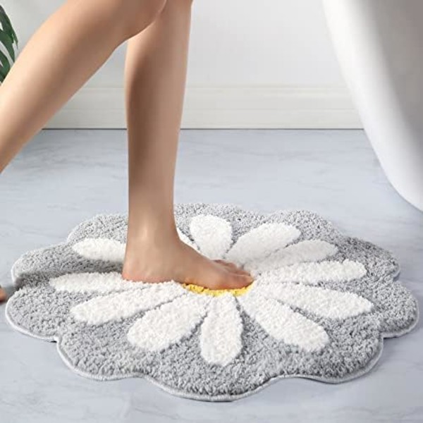 Söt Badmatta, Rosa Blommamatta, Vattenabsorberande Halksäker Matta, Mjuk Maskintvättbar Matta för Sovrum, Kök, Badrum, Toalett
