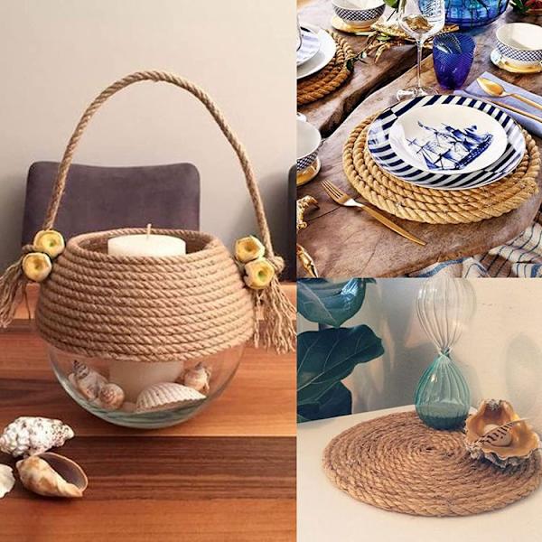 2 Pakke Jute Reb 10mm Tyk Hamp Reb til Dekoration, DIY, Have