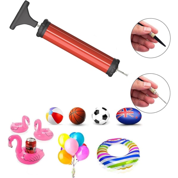 Bärbar bollpump, uppblåsbar kit luftpump med nål, munstycke