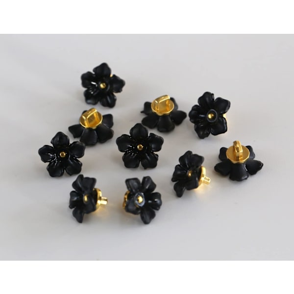 Pakke med 30 stk. Blomsterknapper til Syning Plast Håndværk Knap 13mm (0,52 tommer) Sort