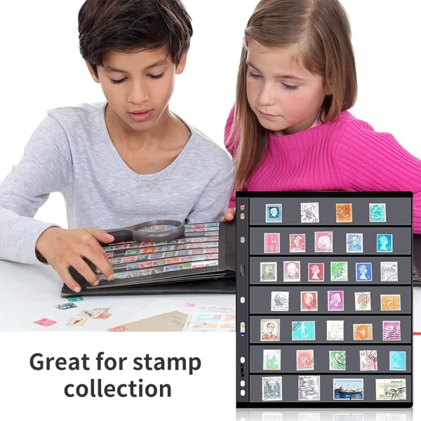 Frimærkesider til frimærkealbumindbinding, 10 ark 4 rækker sider til frimærkesamlere - Professionel pa