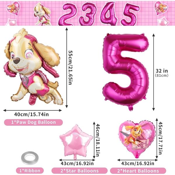 Födelsedagsballong Rosa ballong Paw Patrol Ballong Girl Birthd