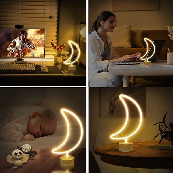 Lune lumières LED Enseignes au néon Lights avec base Veilleuses