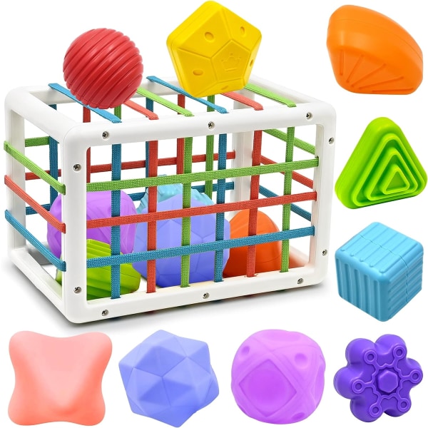 Shape Sorter Baby Toy 6 9 12 månader, Sensorisk sorteringslåda med