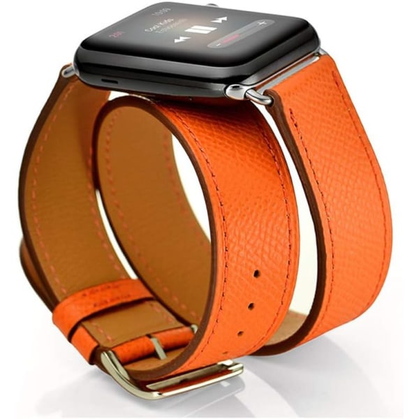 Oransje armbånd kompatibel med Apple Watch 41mm 40mm 38mm Cuir