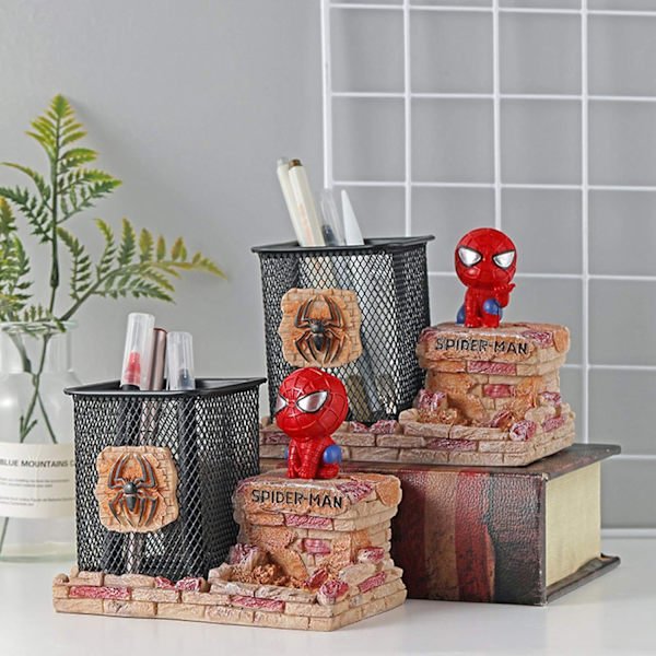 1 kpl Spiderman-kynäpidike, Luova Uutuus Työpöydän Koristeet Mies Poika Tytöt Gadget-Tarvikkeet Kirjatarvikkeiden Säilytyslaatikko Uniikki