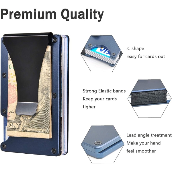 RFID enkel slank metall lommebok med pengesklips - Aluminium lommebok