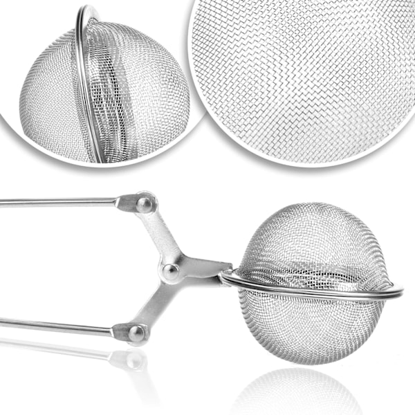 (02 stykker - Ø 4,5 cm) 2x Te-tang - rustfritt stål te-egg i form av en ball - te-ball - te-ball - te-infuser