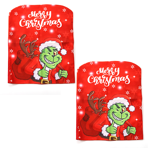 2 st stolsöverdrag för matsal, med julgrinchmönster,